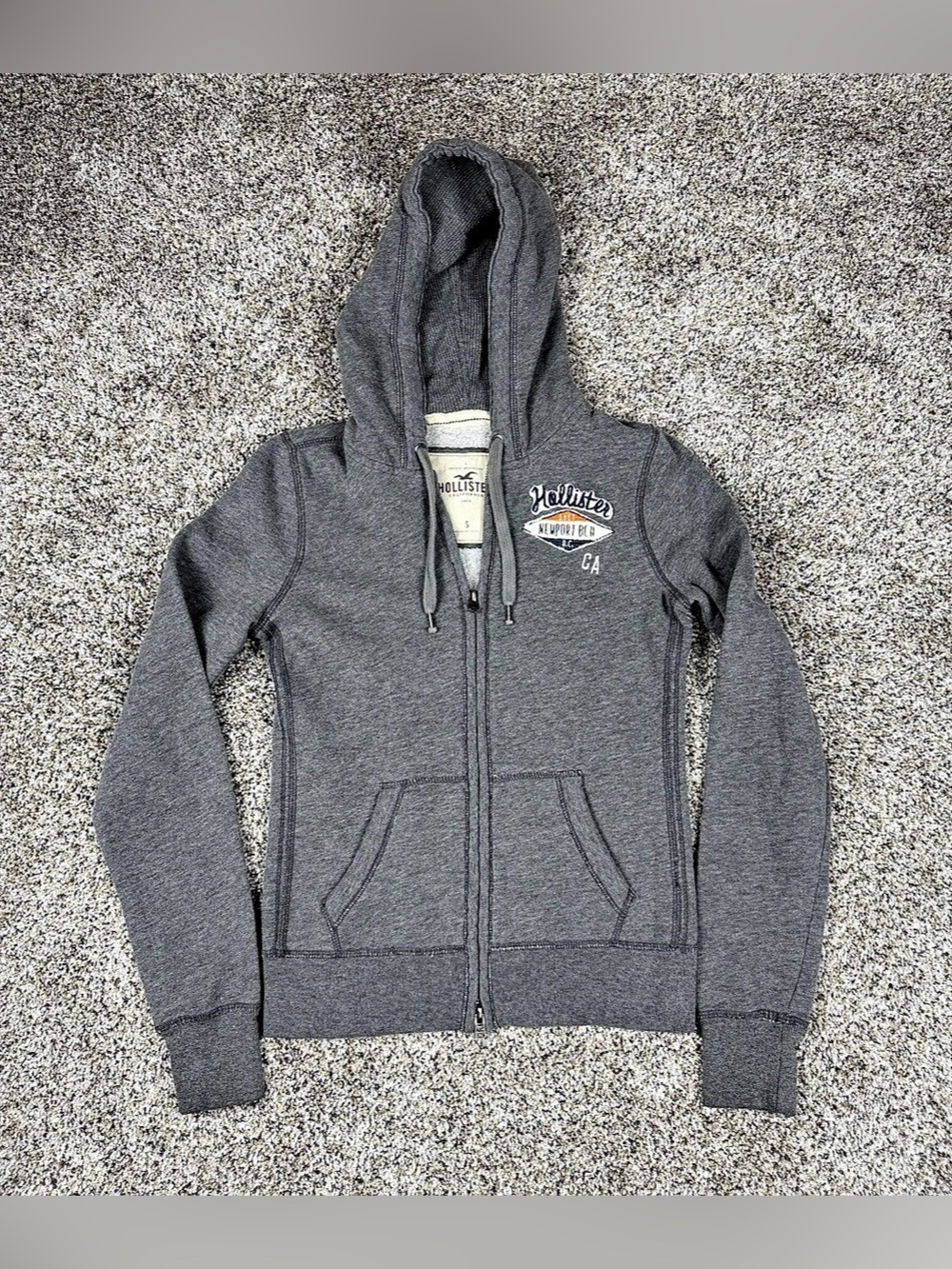 Y2K Sz Small Women’s Hollister Full Double Zip Newport Beach Hoodie Sweatshirt